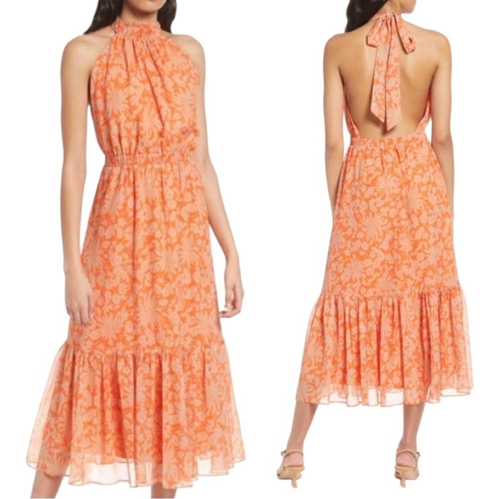 CHELSEA28 Floral Halter Midi Dress. Size XL‎